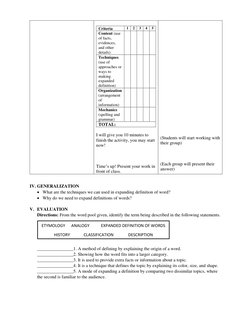 Expanded Definitions in Lesson Plans | PDF