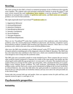 The main scoring for the CBCL is based on statistical groupings of sets of behaviors that typically
occur together. The origi