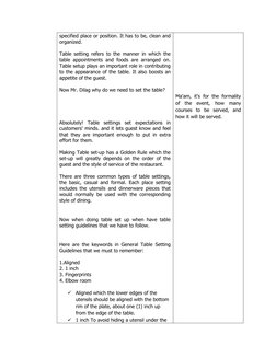 Table Setting Techniques and Guidelines | PDF | Tableware | Cooking