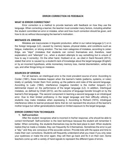 Error Correction and Feedback in Teaching | PDF | Second Language ...