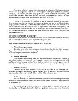 Teaching Skill Error Code Error Correction and Feedback in Teaching | PDF | Second Language ...