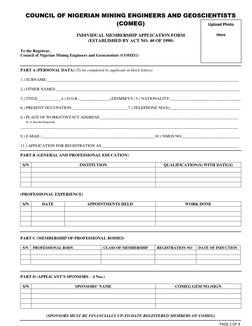 Comeg Form.pdf COMEG Individual Membership Application | PDF | Finance & Money Management