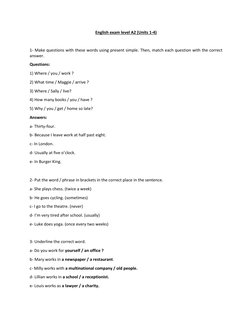 A2 English Test Practice Exercises | PDF | Linguistics | Grammar