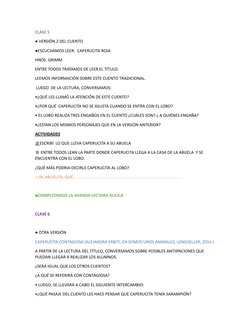 CLASE 5
● VERSIÓN 2 DEL CUENTO
●ESCUCHAMOS LEER:  CAPERUCITA ROJA
HNOS. GRIMM
ENTRE TODOS TRATAMOS DE LEER EL TÍTULO.
LEEMOS
