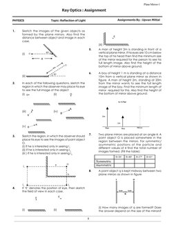 Plane Mirror Reflection Assignments | PDF | Mirror | Angle