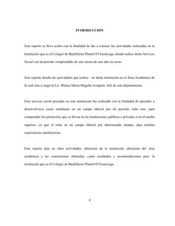 INTRODUCCIÓN
Este reporte se lleva acabo con la finalidad de dar a conocer las actividades realizadas en la
Institución que e
