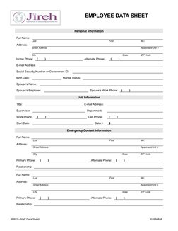 Employee Data Sheet Template | PDF | Employment | Computing