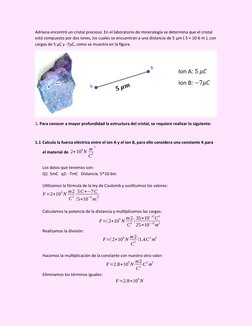 Adriana encontró un cristal precioso. En el laboratorio de mineralogía se determina que el cristal 
está compuesto por dos io