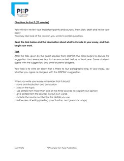 Directions for Part 2 (70 minutes) 
 
 
You will now review your important points and sources, then plan, draft and rev