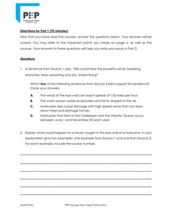 Directions for Part 1 (70 minutes) 
 
Now that you have read the sources, answer the questions below. Your answers will