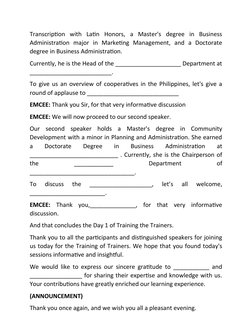 Transcription  with  Latin  Honors,  a  Master's  degree  in  Business
Administration  major  in  Marketing  Management,  and