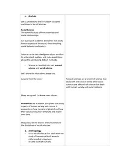 Grade 11 Social Science Lesson Plan | PDF