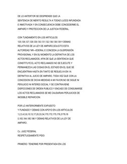 DE LO ANTERTOR SE DESPRENDE QUE LA
SENTENCIA DE MERITO RESULTA A TODAD LUCES INFUNDADA
E INMOTIVADA Y EN CONSECUENCIA DEBE CO
