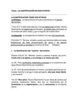 Tema:  LA SANTIFICACIÓN EN DOS ETAPAS 
________________________________________________________ 
LA SANTIFICACIÓN TIENE DOS E