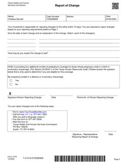 Form 1019 
10/2022
 
Page 3
T-H1019-0735585809
You can report changes one of the following ways:
Phone No. of Person Reportin
