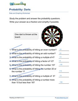 Reading and Math for K-5 
 
 
            © www.k5learning.com  (https://www.k5learning.com) 
Probability: Darts 
Data an