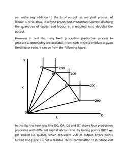 not make any addition to the total output i.e. marginal product of
labour is zero. Thus, in a fixed proportion Production fun