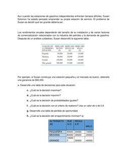Aun cuando las estaciones de gasolina independientes enfrentan tiempos difíciles, Susan 
Solomon ha estado pensado emprender