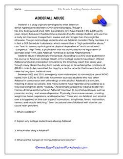 9th Grade Adderall Abuse Overview | PDF