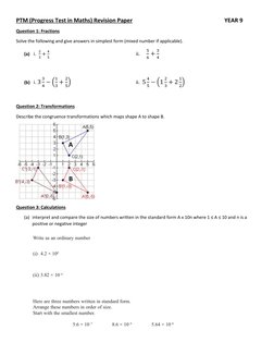 Year 9 PTM Maths Revision Paper | PDF