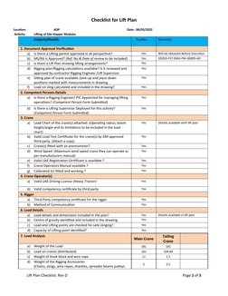 Lift Plan Checklist for Crane Operations | PDF | Crane (Machine) | Elevator