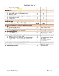 Lift Plan Checklist for Crane Operations | PDF | Crane (Machine) | Elevator