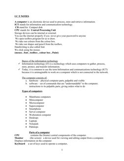 ICT Notes for 1st Year Students | PDF | Computer Network | Network Topology