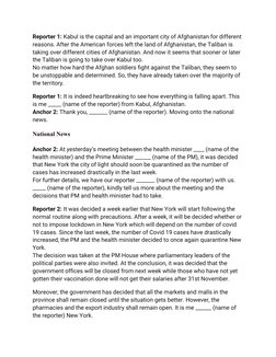 Student News Broadcast Script Sample | PDF | Afghanistan | Taliban