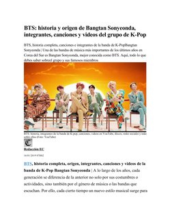 BTS: historia y origen de Bangtan Sonyeonda, 
integrantes, canciones y videos del grupo de K-Pop
BTS, historia completa, canc