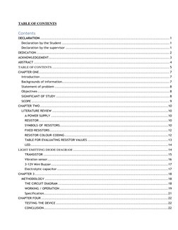 TABLE OF CONTENTS 
Contents 
DECLARATION ................................................................................