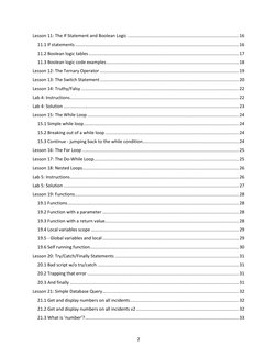 2 
Lesson 11: The If Statement and Boolean Logic ............................................................................