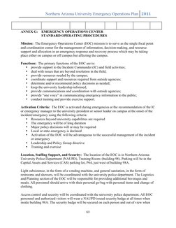 Northern Arizona University Emergency Operations Plan 	   2011	  
	  
63	  
	  
 
 
 
 
 
 
 
 
ANNEX G:   EMERGENCY OPE