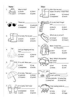 Weather and Clothes Worksheet | PDF | English As A Second Or Foreign ...