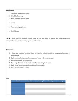 Water Turbidity Testing Procedure | PDF | Water | Water Quality