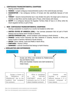 CONTIGUOUS TRANSCONTINENTAL COUNTRIES
-
Sharing common borders

RUSSIA – Largest contiguous transcontinental country in the
