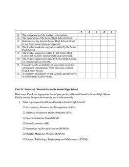 13. Considering the availability of internship or on-the-
job training opportunities when choosing a Senior 
High School Stra