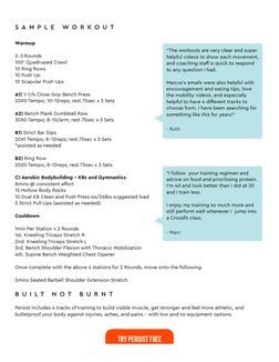 S A M P L E  W O R K O U T
Warmup 
2–3 Rounds 
100' Quadruped Crawl 
10 Ring Rows 
10 Push Up  
10 Scapular Push Ups 
A1) 1–1
