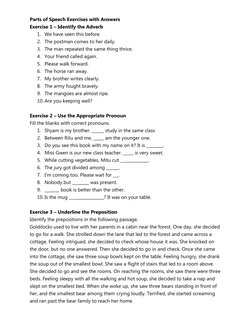 Parts of Speech Exercises with Answers | PDF | Linguistic Morphology ...