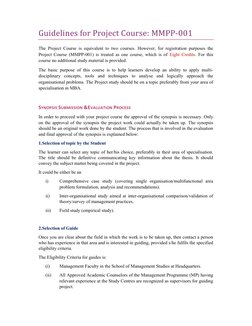 MMPP-001 Project Course Guidelines | PDF