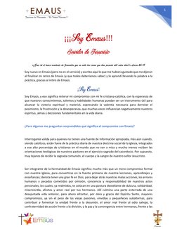 1 
 
¡¡¡Soy Emaus
!!!
Servidor de Jesucristo 
 
«¿Eres tú el único residente de Jerusalén que no sabe las cosas que han p