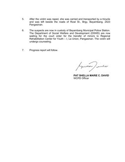 Bayambang Rape Incident Spot Report | PDF | Criminal Law | Crimes