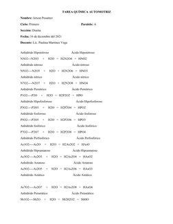 TAREA QUÍMICA AUTOMOTRIZ
Nombre: Jerson Pesantez 
Ciclo: Primero                                                      Paralel