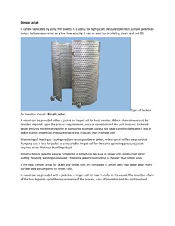 Dimplejacket Types of Reaction Vessel Jackets | PDF | Pipe (Fluid Conveyance) | Heat ...
