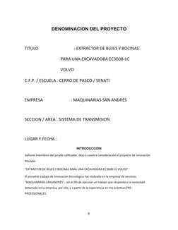 DENOMINACION DEL PROYECTO 
 
TITULO  
 
: EXTRACTOR DE BUJES Y BOCINAS 
                                  PARA UNA EXCAVADO