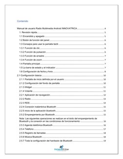Contenido 
 
Manual de usuario Radio Multimedia Android INNOVATRICA ................................................. 4