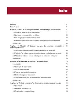 Prólogo
vi
Introducción
1
Capítulo I Acerca de la emergencia de los nuevos riesgos psicosociales
7
1.1 Sobre los orígenes de