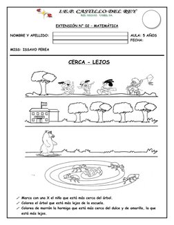 EXTENSIÓN N° 02 – MATEMÁTICA 
 
NOMBRE Y APELLIDO: 
AULA: 5 AÑOS 
                    
FECHA: 
 
MISS: ISSAVO PEREA