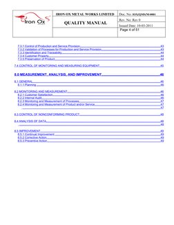 IRON OX METAL WORKS LIMITED
Doc. No: IOX/QMS/M-0001
 QUALITY MANUAL
Rev. No: Rev 0
Issued Date: 10-03-2011
 Page 4 of 51
7.3.