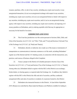 7 
 
issuance, purchase, offer, or sale of any security, including any crypto asset security, in any 
unregistered transactio