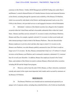 8 
 
customers in this District.  Further, BAM Management and BAM Trading (also under Zhao’s 
and Binance’s control) obtained